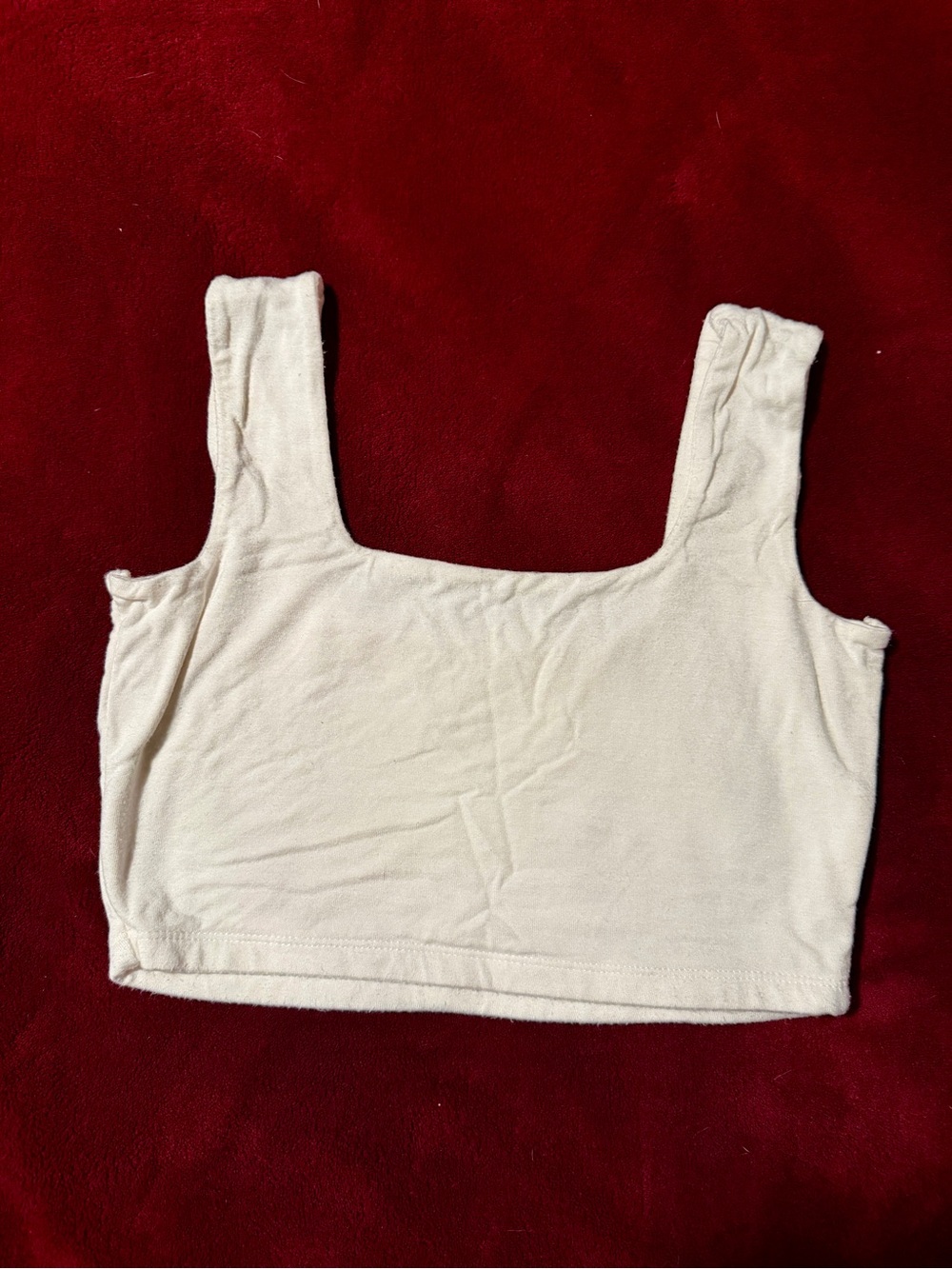 White Ribbed Square-Neck Crop Tank Top